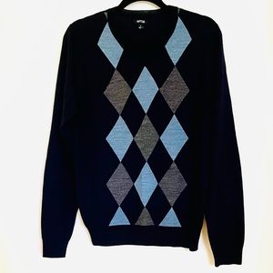 Apt 9 v neck sweater in dark navy argyle